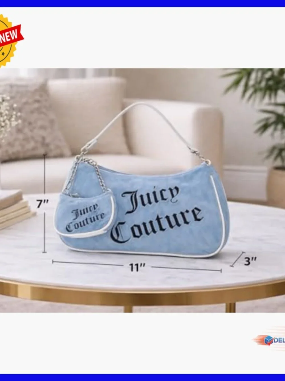 Terry Cloth Hobo Shoulder Bag with Chain Strap and Detachable Pouch